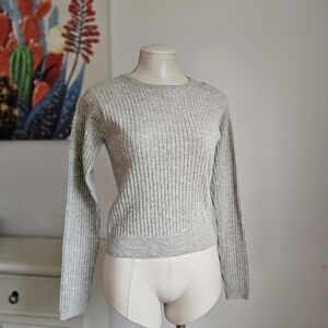 Moda International Vintage Gray Ribbed Sweater Lambswool & Angora Blend (Size M)